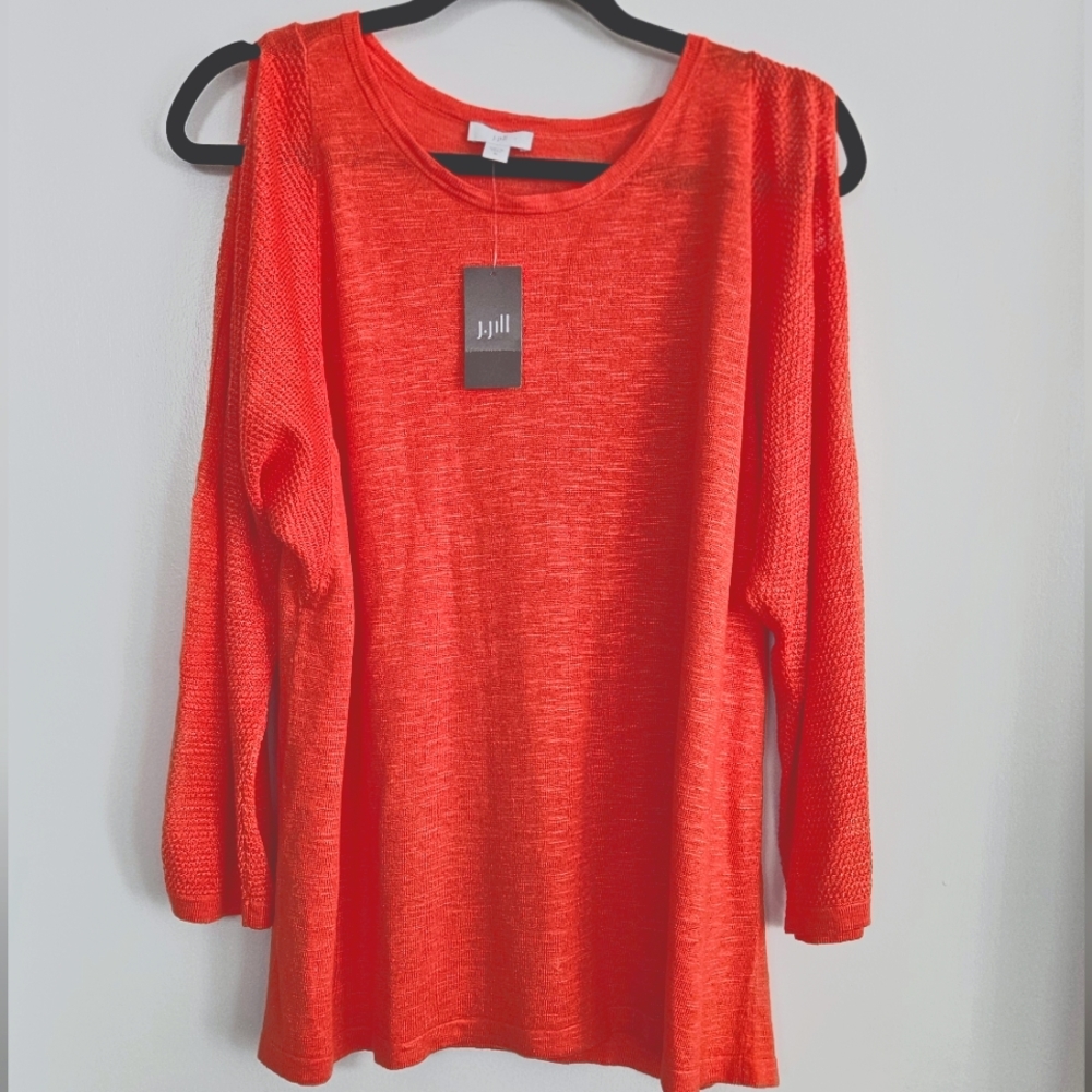 J Jill XL Womens Split Sleeve Linen Blend Sweater New With Tags Zinnia O…